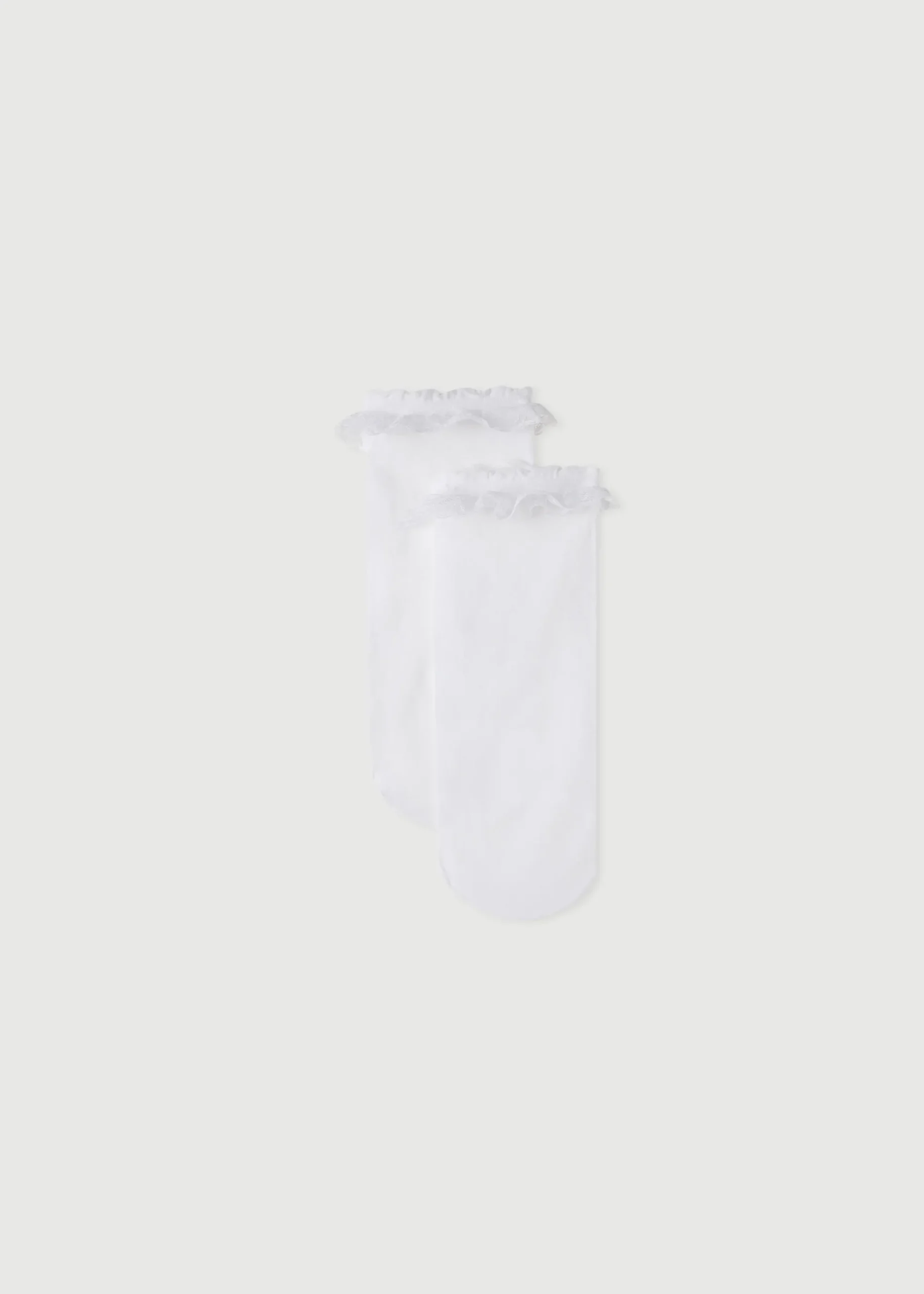 Short Socks^Calzedonia Girls' Heart Patterned Short Socks 5062 - White Ruffle Applique Hearts