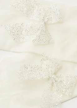 Tights^Calzedonia Girls' Polka Dot Tulle Tights With Glittery Bow 5263 - Milk White Polka Dot Tulle And Bow
