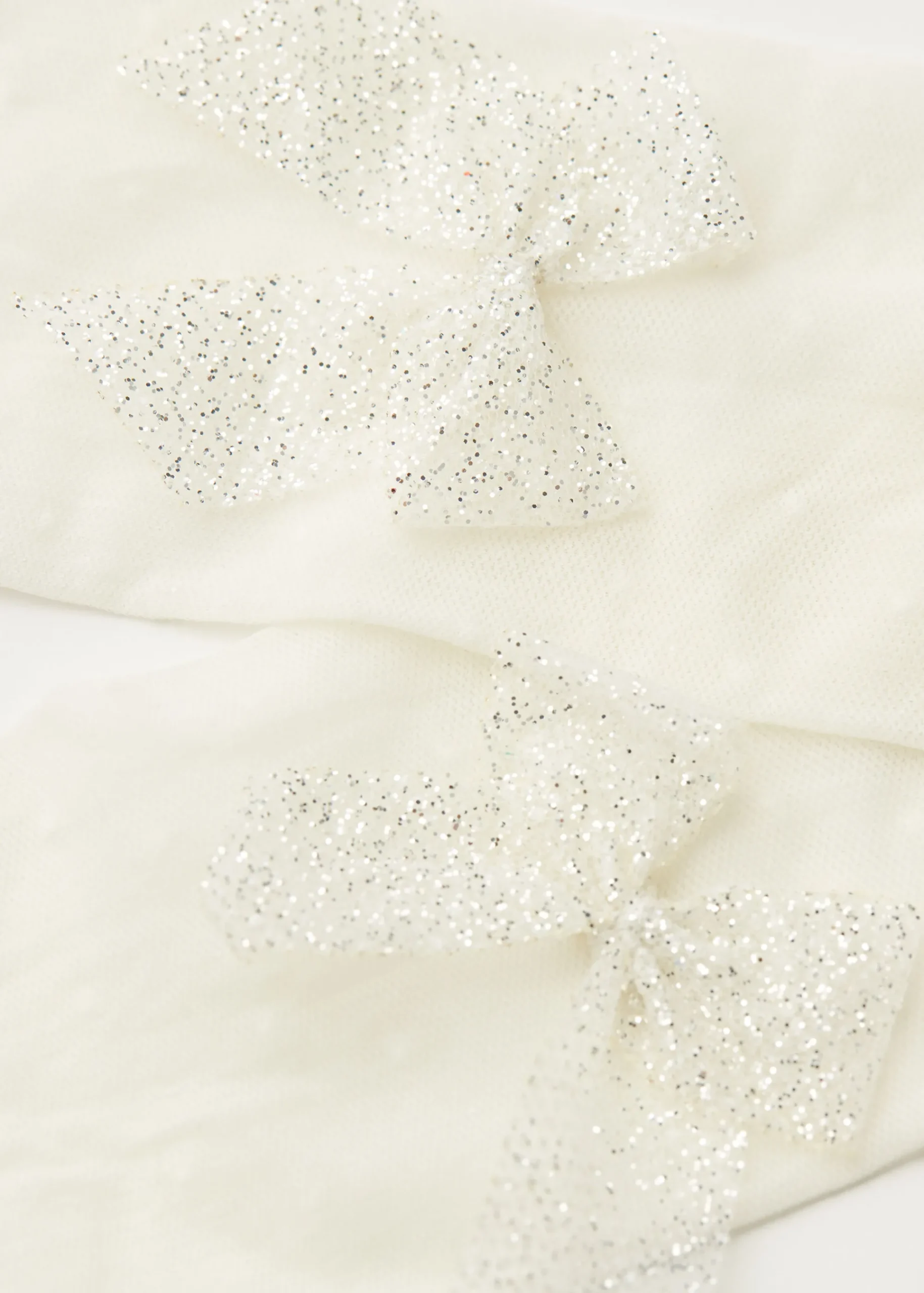 Tights^Calzedonia Girls' Polka Dot Tulle Tights With Glittery Bow 5263 - Milk White Polka Dot Tulle And Bow
