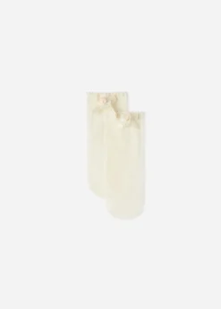 Short Socks^Calzedonia Girls' Rose Short Socks 5060 - Natural Milk Small Rose Applique Tulle