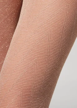Patterned Tights^Calzedonia Glitter Chevron-Patterned Micronet Tights 5243 - Pink Glitter Chevron