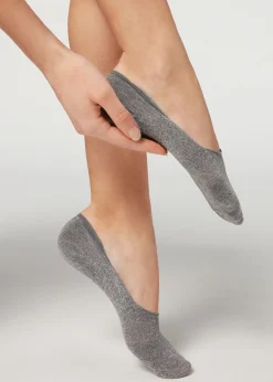 Invisible^Calzedonia Glitter Cotton Invisible Socks 5633 - Grey Glitter
