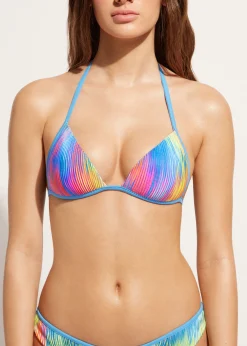 Bikini^Calzedonia Graduated Padded Triangle Bikini Top Maiorca 643C - Rainbow