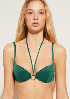 Bikini^Calzedonia Graduated Push-Up Bikini Top Hollywood 651C - Shiny Green