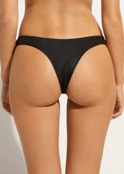 Bikini^Calzedonia High-Leg Brazilian Bikini Bottoms Taipei 702C - Black Crystals