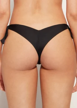 Bikini^Calzedonia High-Leg V-Cut Brazilian Bikini Bottoms Mumbai 617C - Black/Light Beige
