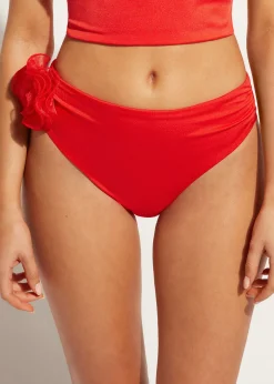 Bikini^Calzedonia High-Waisted Bikini Bottoms Bora Bora 703C - Shiny Red