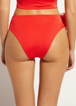 Bikini^Calzedonia High-Waisted Bikini Bottoms Bora Bora 703C - Shiny Red