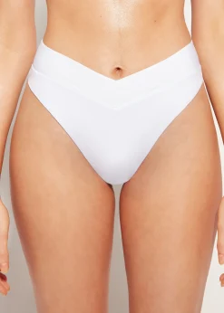 Bikini^Calzedonia High-Waisted V-Cut Bikini Bottoms Indonesia 01 - White