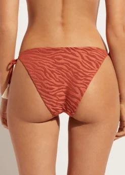 Bikini^Calzedonia Istanbul Zebra Print Bow Bikini Bottoms 688C - Brown Animal Print