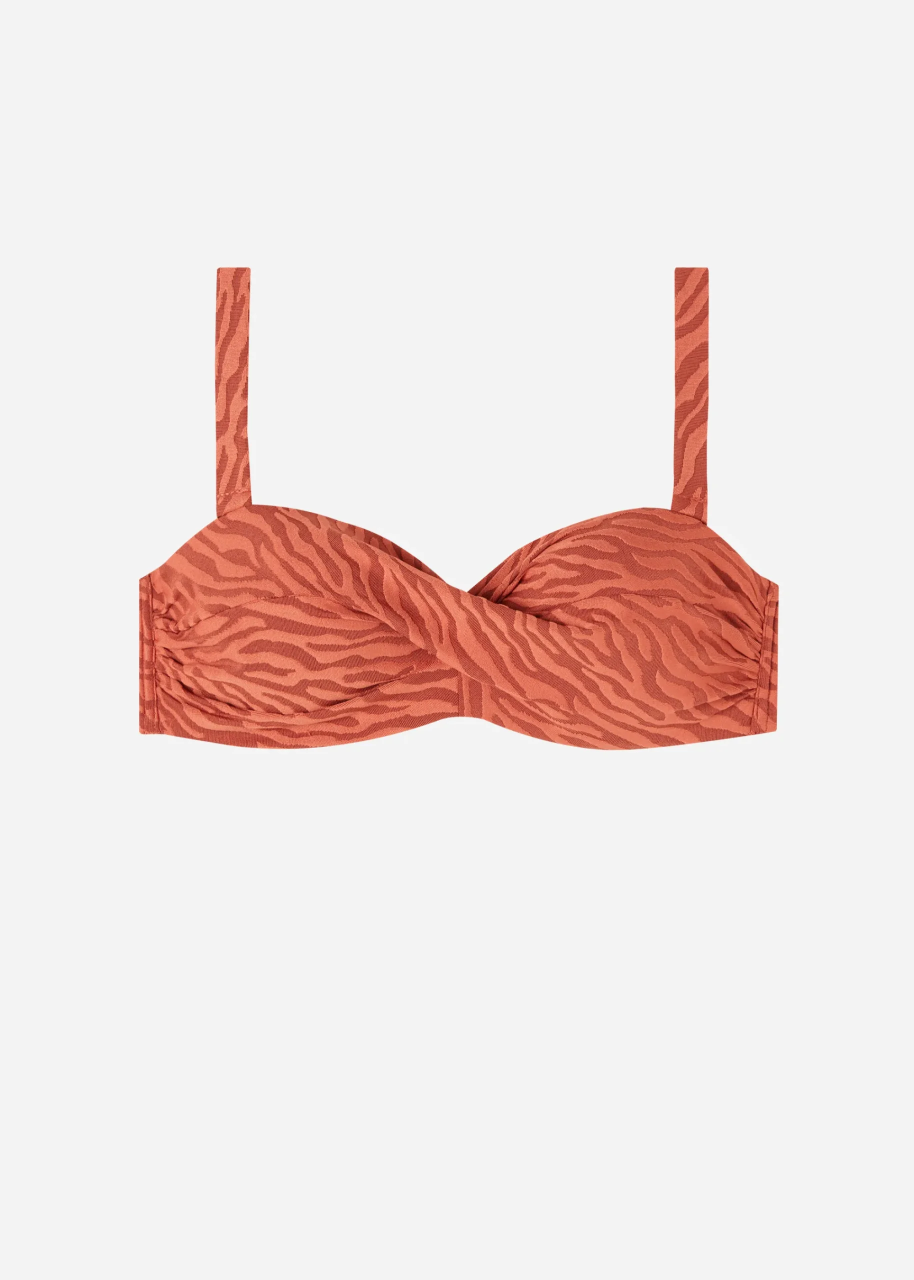 Bikini^Calzedonia Istanbul Zebra Print Padded Bandeau Bikini Top 688C - Brown Animal Print