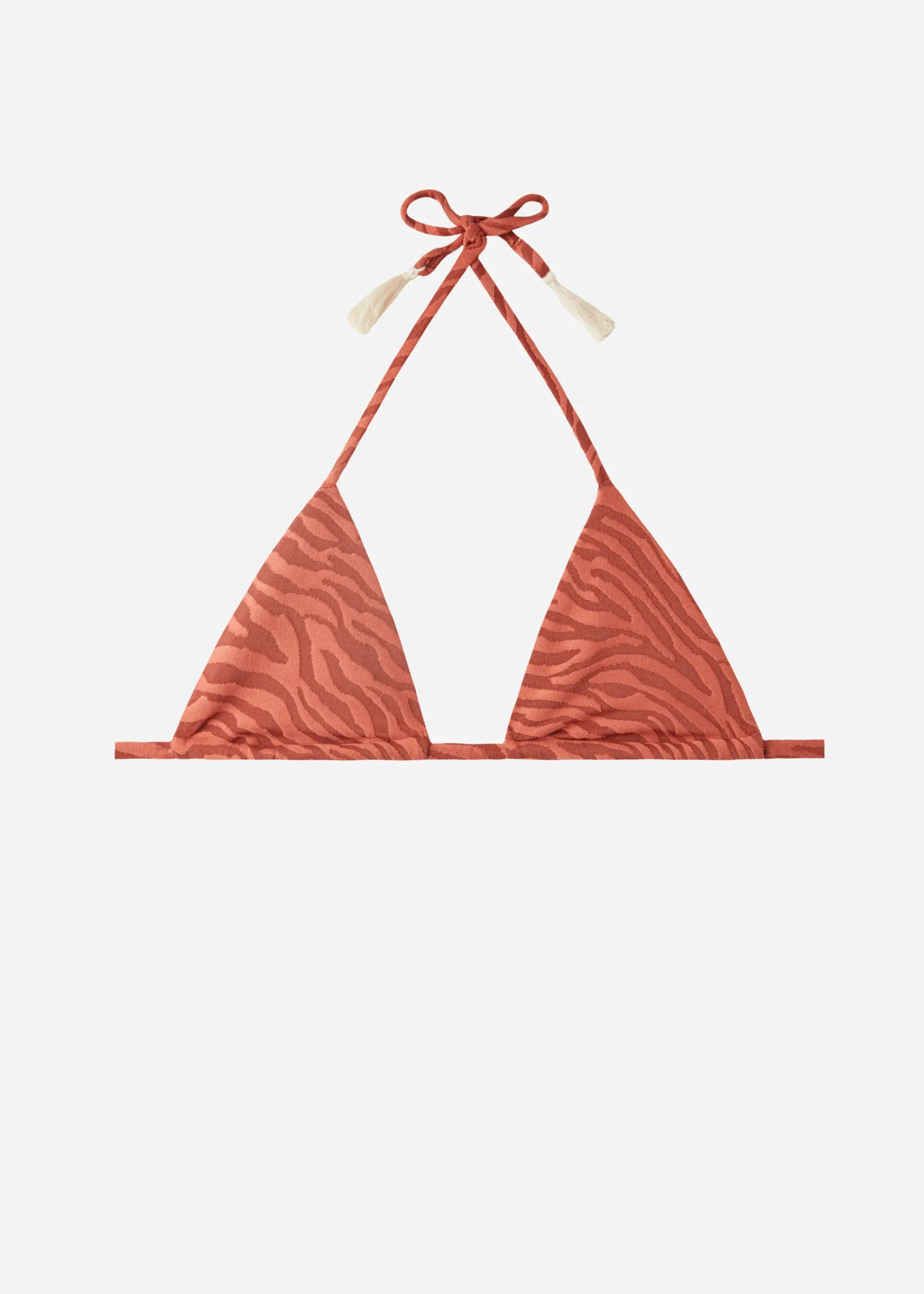 Bikini^Calzedonia Istanbul Zebra Print Triangle Bikini Top With Removable Padding 688C - Brown Animal Print