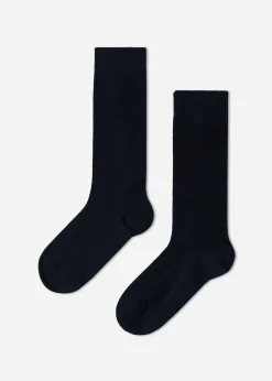 Long Socks^Calzedonia Kids' Breathable Cotton Long Socks 016 - Blue