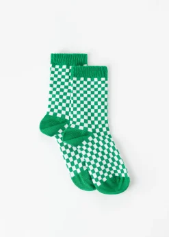 Short Socks^Calzedonia Kids' Check Short Socks 9740 - Green Check