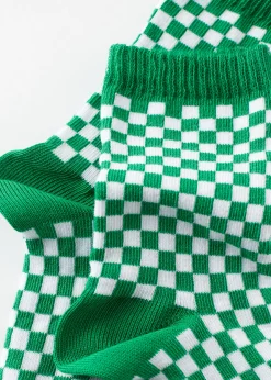 Short Socks^Calzedonia Kids' Check Short Socks 9740 - Green Check