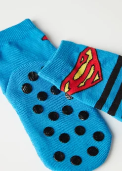 Short Socks^Calzedonia Kids' Non-Slip Superman Socks 9756 - Blue Stripe Superman