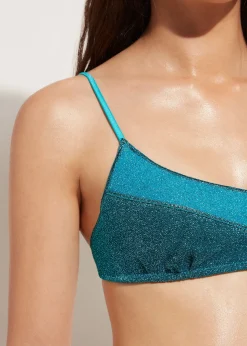 Bikini^Calzedonia Lame Brassiere Bikini Top Lisbona 706C - Turquoise Green Patchwork