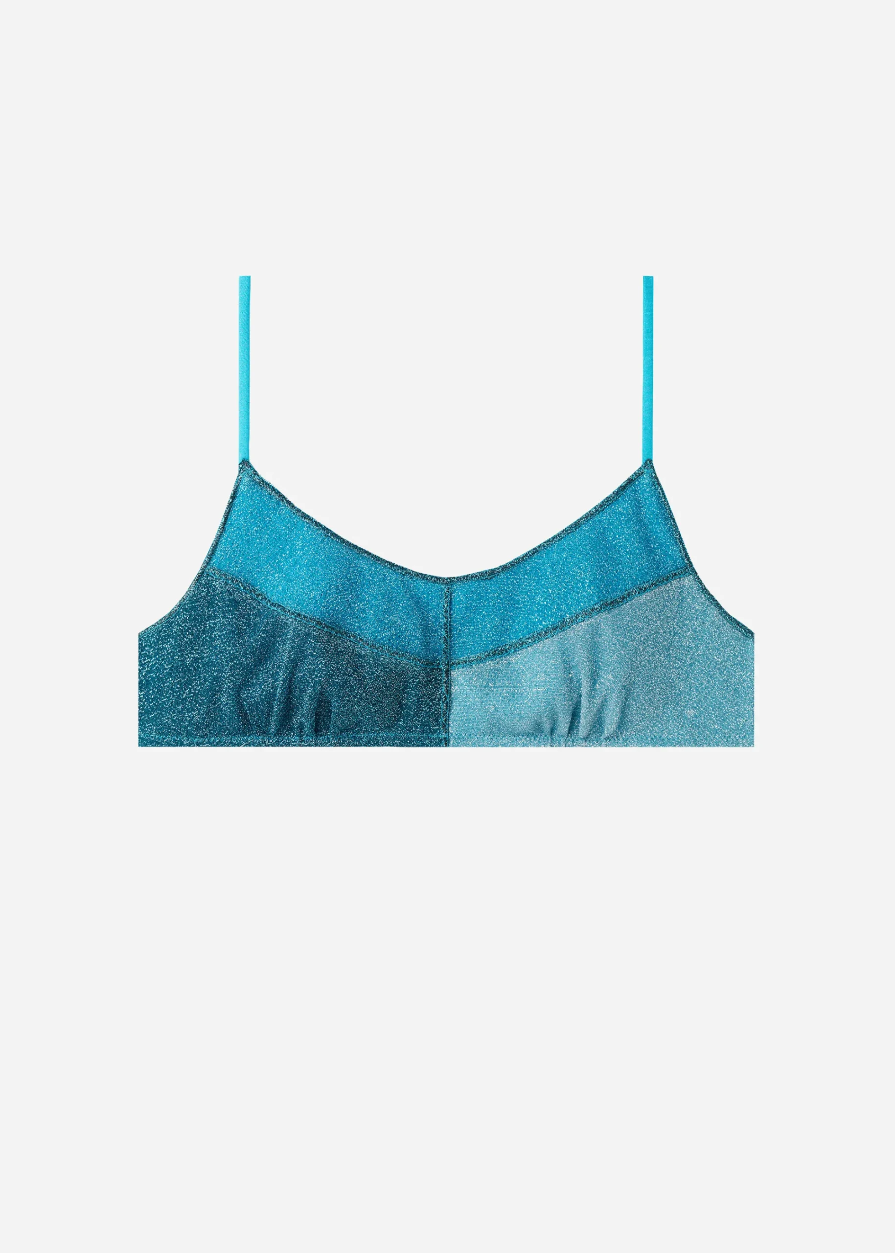 Bikini^Calzedonia Lame Brassiere Bikini Top Lisbona 706C - Turquoise Green Patchwork