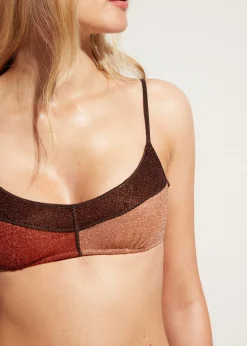 Bikini^Calzedonia Lame Brassiere Bikini Top Lisbona 707C - Brown Patchwork