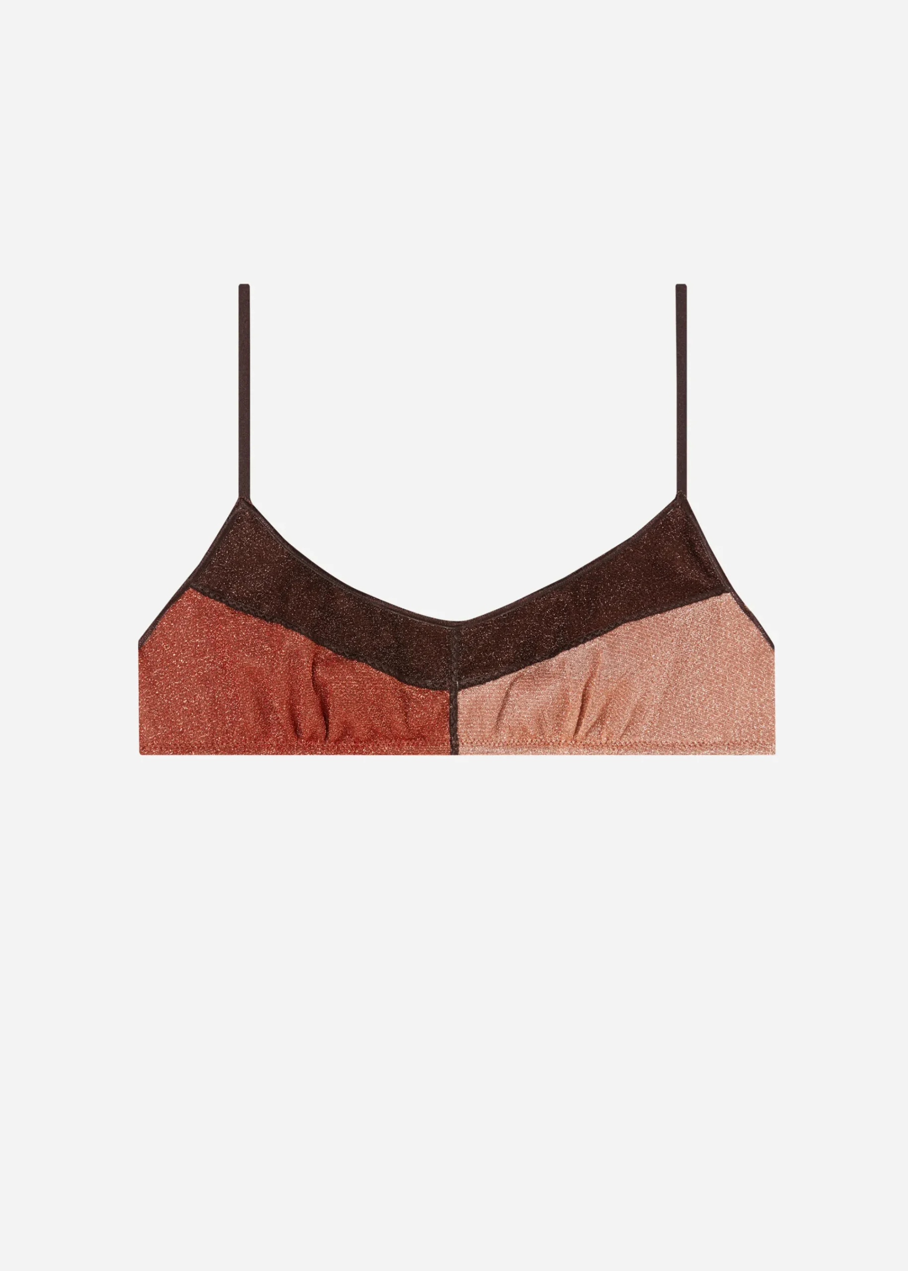 Bikini^Calzedonia Lame Brassiere Bikini Top Lisbona 707C - Brown Patchwork