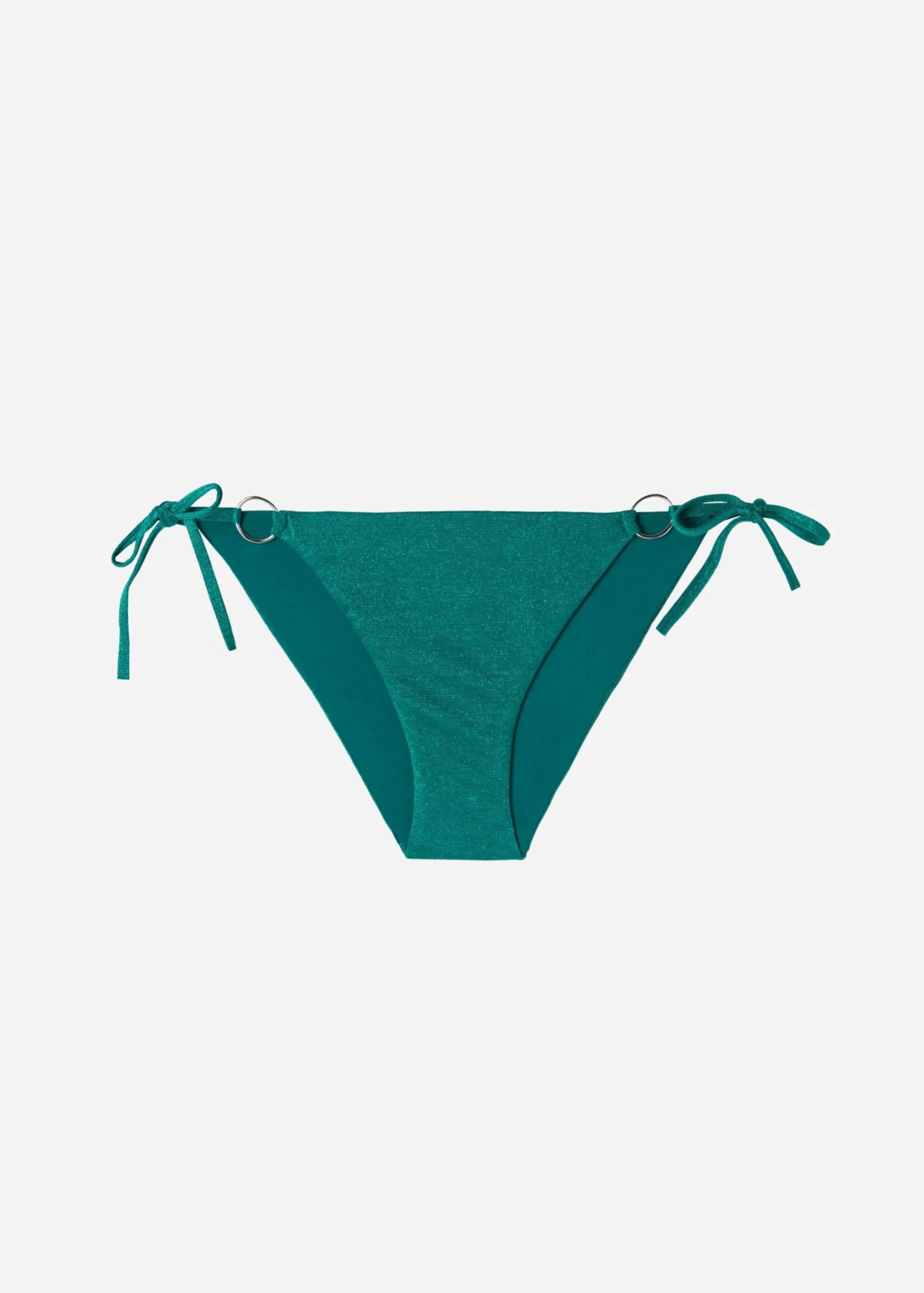 Bikini^Calzedonia Lame Tie Bikini Bottoms Hollywood 651C - Shiny Green