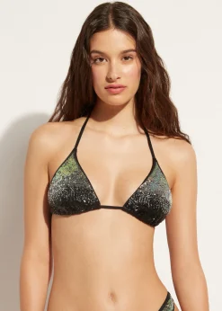 Bikini^Calzedonia Las Vegas Triangle Bikini Top With Removable Padding 711C - Paillettes Degrade' Black
