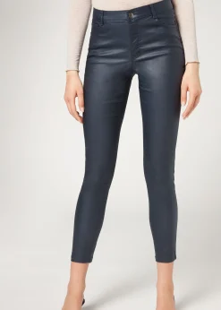 Trousers^Calzedonia Leather Effect Skinny Leggings 3655 - Navy Blue