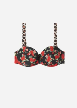 Bikini^Calzedonia Lightly Padded Bandeau Bikini Top Nizza 685C - Pink Animal Print