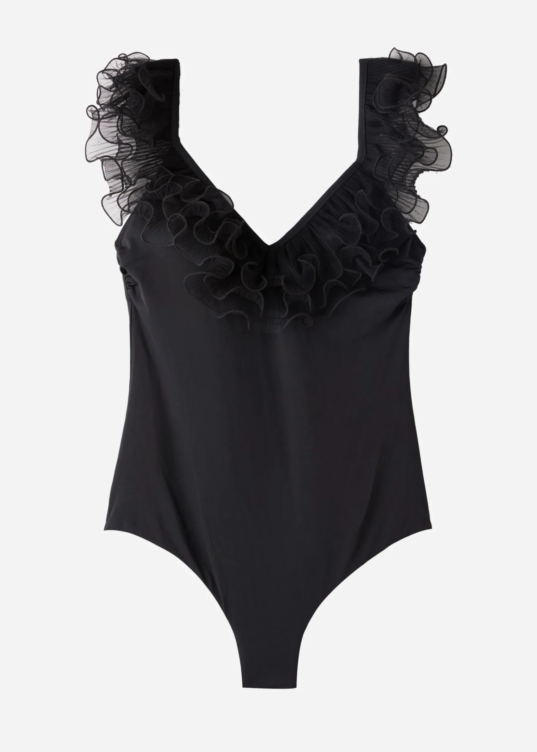 One-Piece Swimswuits^Calzedonia Lightly Padded Swimsuit Singapore 701C - Black Ruffle