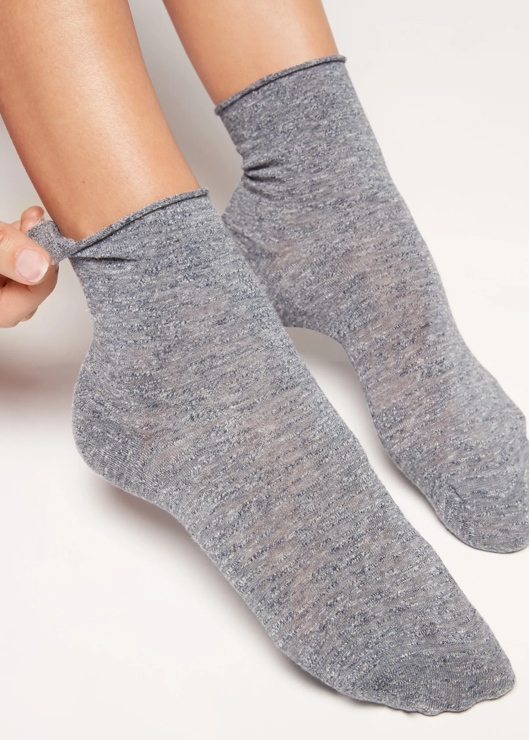 Short Socks^Calzedonia Linen And Viscose Short Socks 9201 - Denim