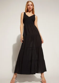 Beachwear^Calzedonia Long Dress With Flounced Skirt 06 - Black