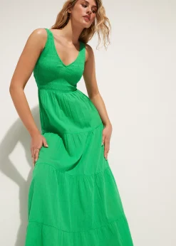 Beachwear^Calzedonia Long Dress With Flounced Skirt 615C - Shiny Green