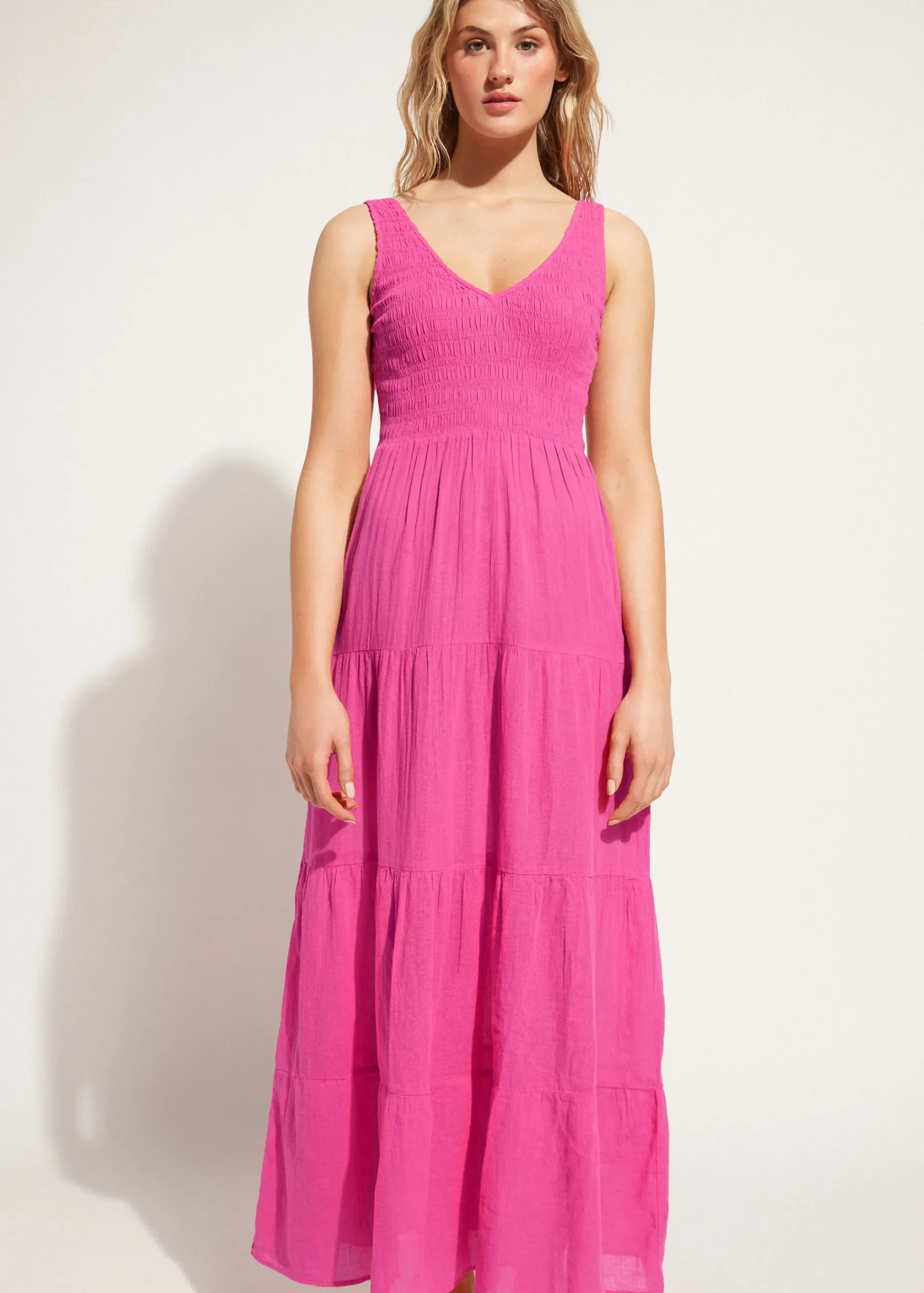 Beachwear^Calzedonia Long Dress With Flounced Skirt 614C - Bright Pink