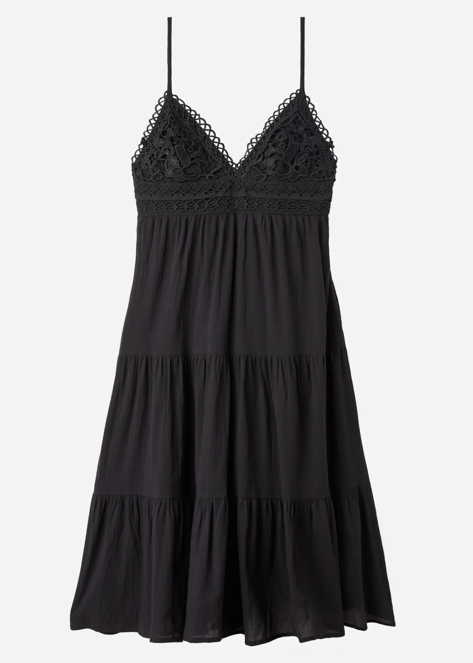 Beachwear^Calzedonia Macrame Lace Midi Dress With Flounced Skirt 06 - Black