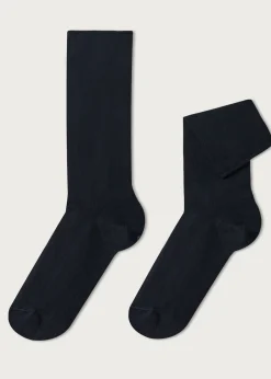 Short Socks^Calzedonia Men's Bandless Cotton Short Socks 016 - Blue