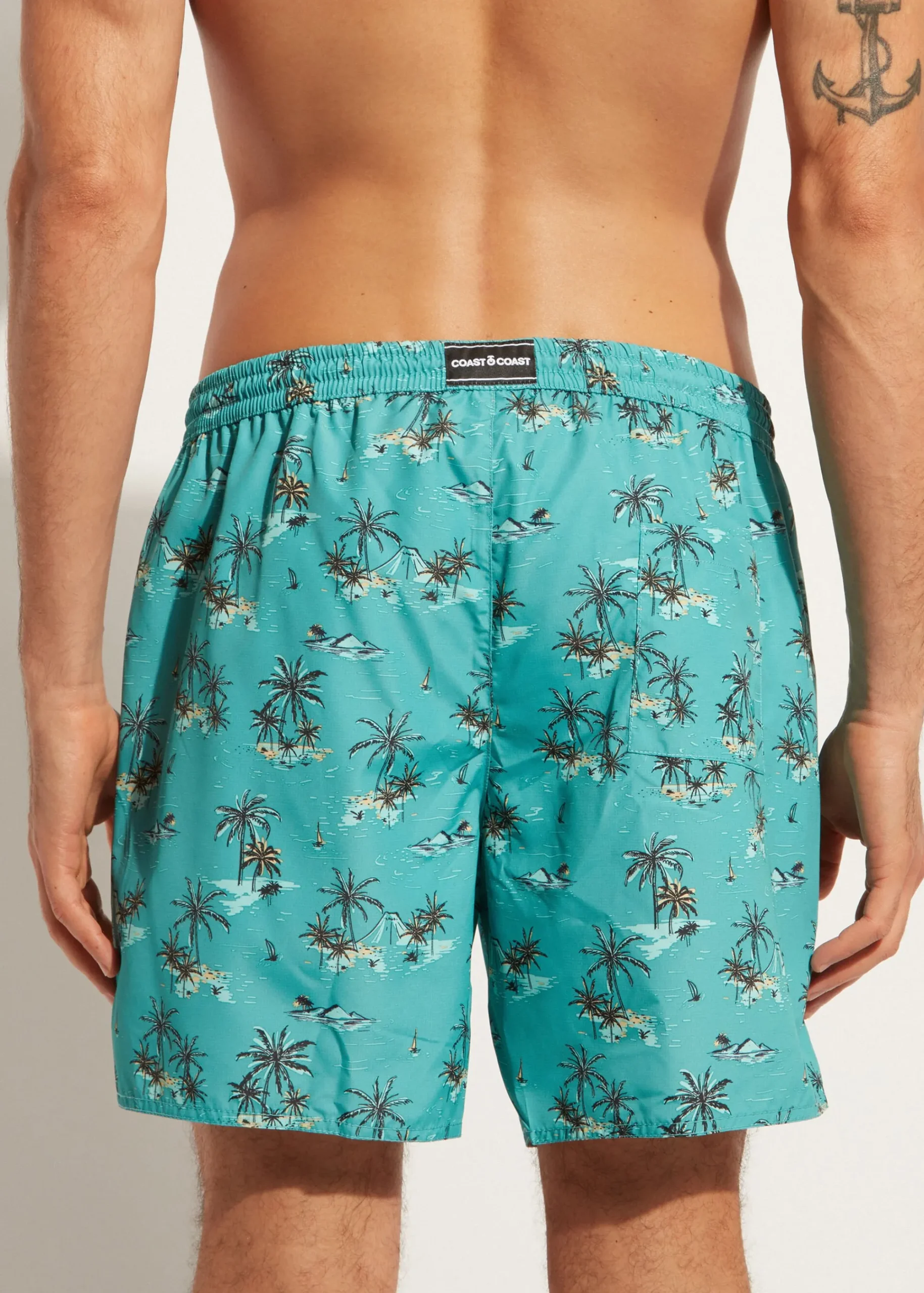 Boxer Shorts^Calzedonia Men's Boxer Swim Shorts Formentera 660C - Palm Tree Pattern