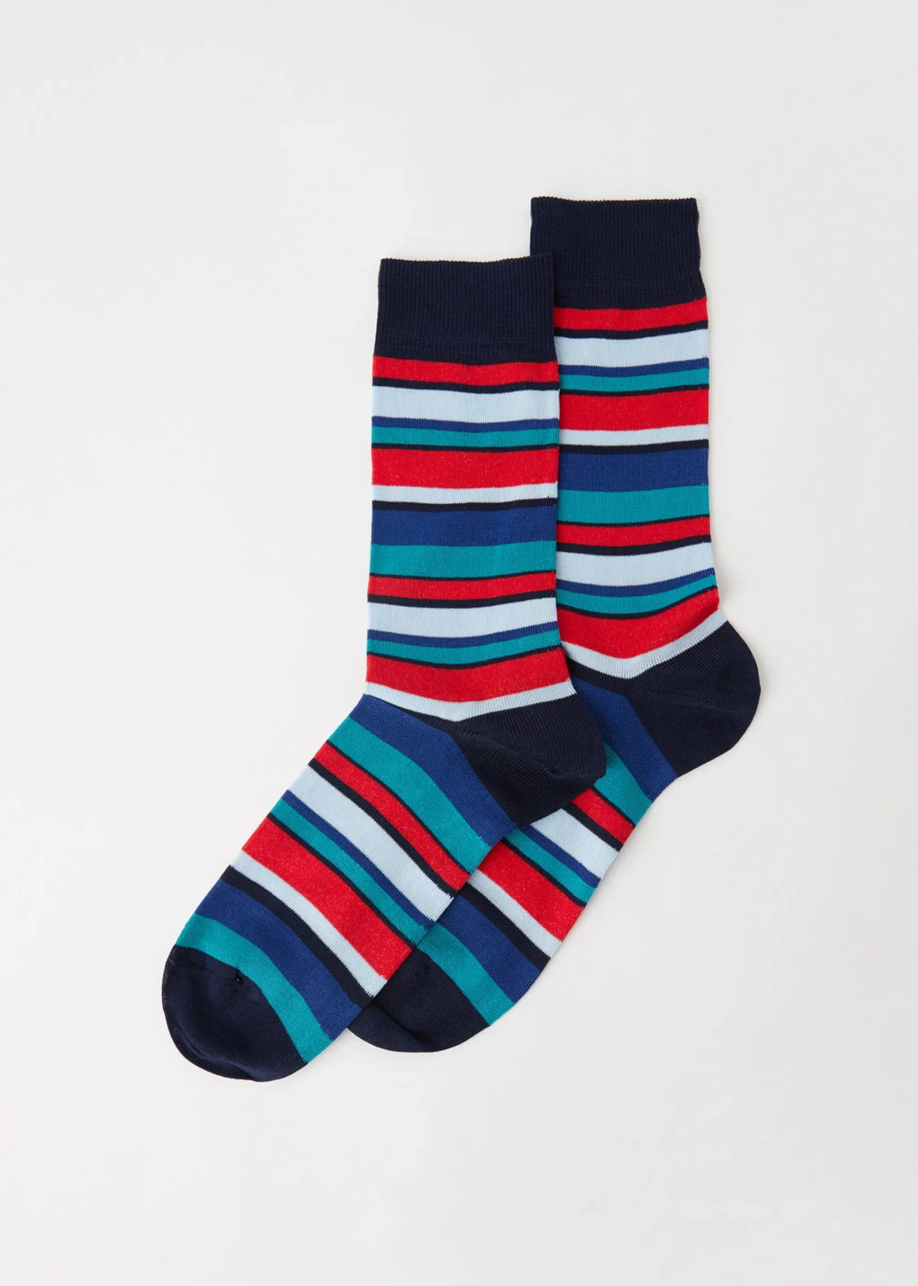 Short Socks^Calzedonia Men's Colourful Striped Crew Socks 9731 - Blue Stripes
