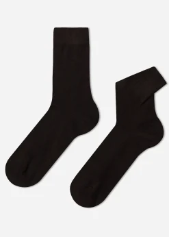 Short Socks^Calzedonia Men's Crew Warm Cotton Socks 015 - Brown