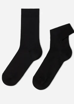 Short Socks^Calzedonia Men's Crewstretch Cotton Socks 019 - Black