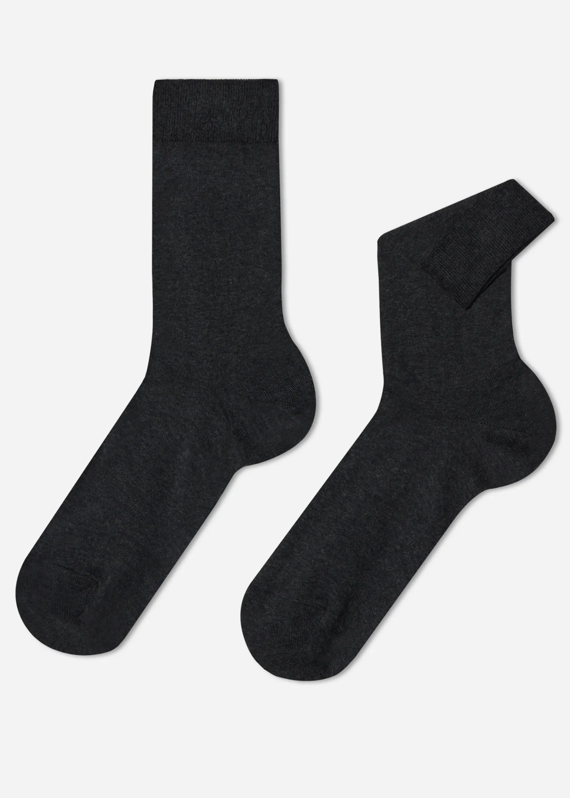 Short Socks^Calzedonia Men's Crewstretch Cotton Socks 020 - Anthracite Grey Blend