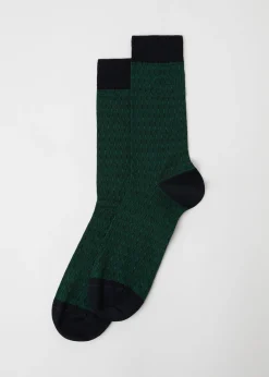 Short Socks^Calzedonia Men's Geometric Design Crew Socks 9727 - Blue Pattern