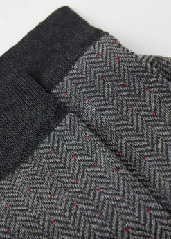 Short Socks^Calzedonia Men's Geometric Pattern Crew Socks 9735 - Anthracite Grey Herringbone