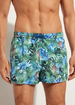 Boxer Shorts^Calzedonia Men's Ibiza Patterned Boxer Swim Shorts 678C - Jungle Pattern