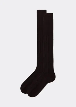 Long Socks^Calzedonia Men's Long Ribbed Lisle Thread Socks 015 - Brown