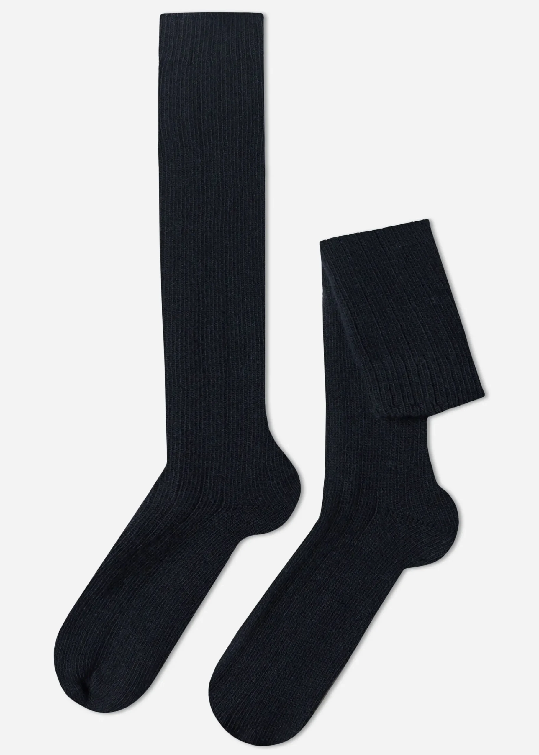 Long Socks^Calzedonia Men's Long Ribbed Socks With Wool And Cashmere 016 - Blue
