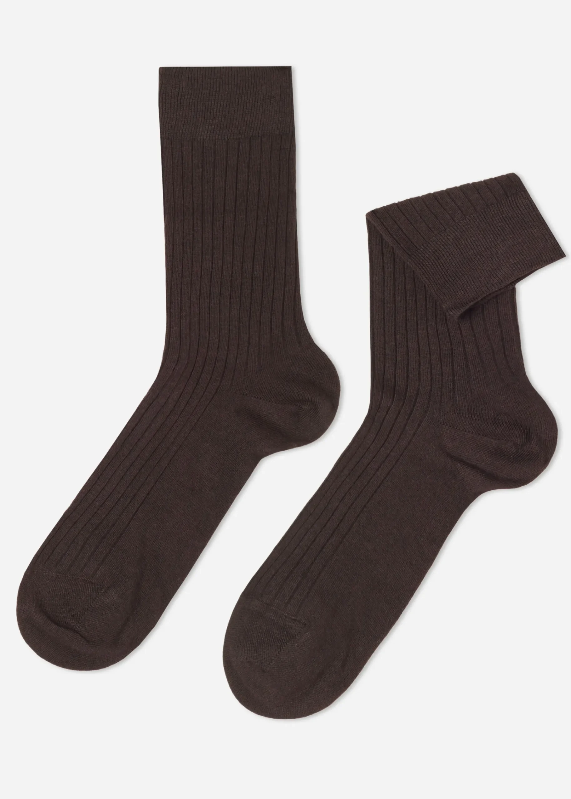 Short Socks^Calzedonia Men's Ribbed Cashmere Short Socks 9567 - Ch-Costa Marrone