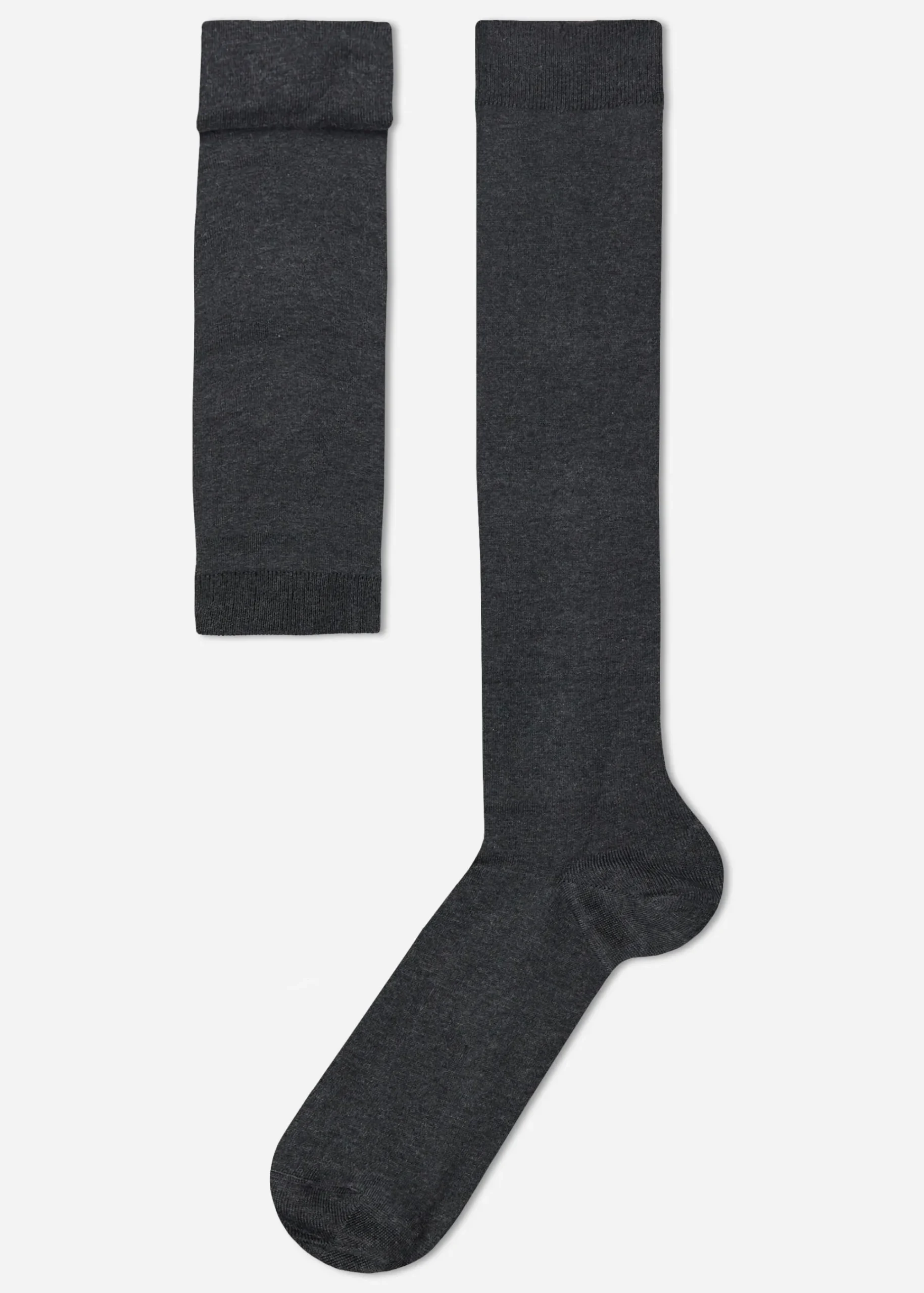 Long Socks^Calzedonia Men's Stretch Cotton Long Socks 020 - Anthracite Grey Blend
