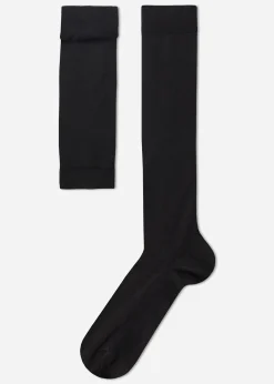 Long Socks^Calzedonia Men's Stretch Cotton Long Socks 019 - Black