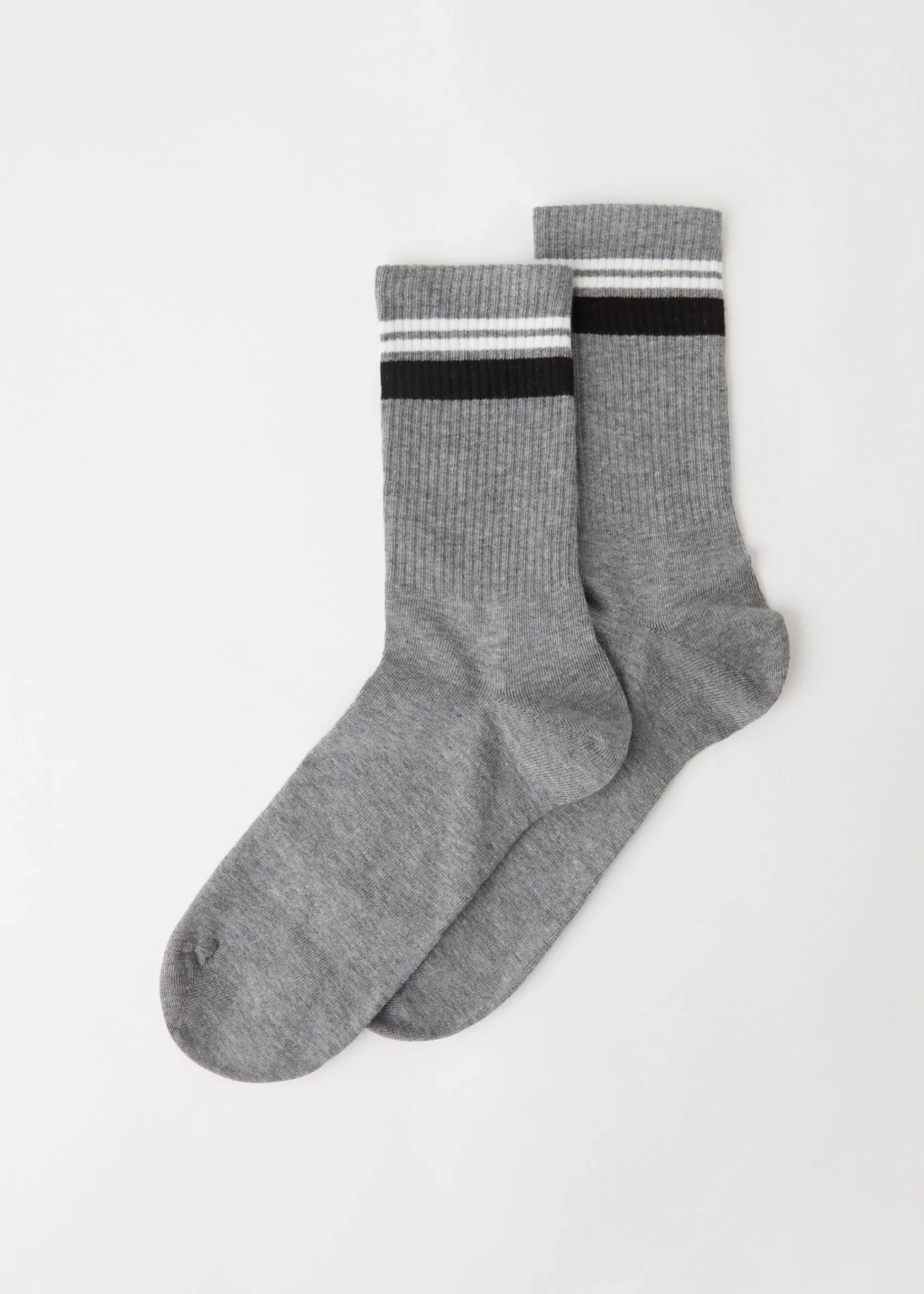 Short Socks^Calzedonia Men's Stripe Motif Crew Socks 9715 - Grey Stripe
