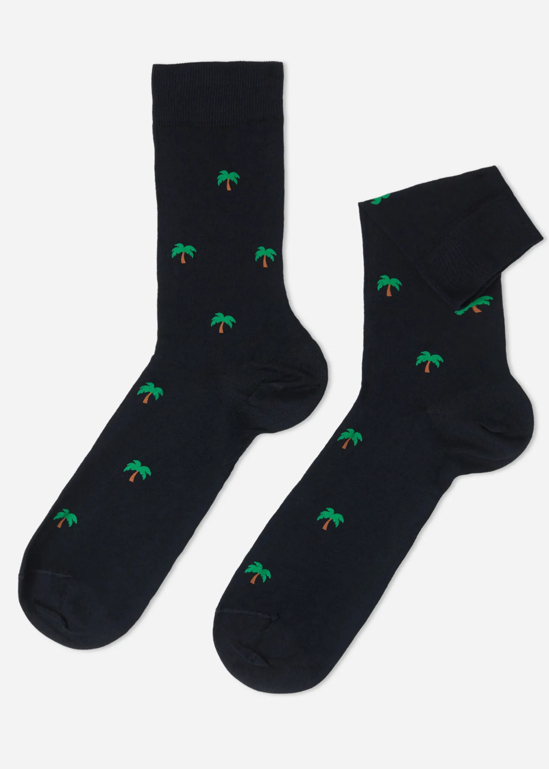 Short Socks^Calzedonia Men's Summer Print Crew Socks 9718 - Blue Palm Print